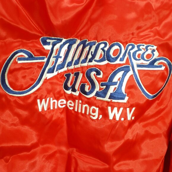 Jamboree USA, Wheeling, W.V., Red Satin Bomber-Style Jacket, Size Small - Picture 5 of 6